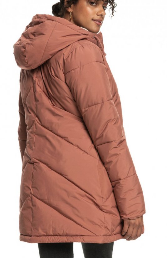 Damski płaszcz zimowy Roxy Better Weather - brąz/róż