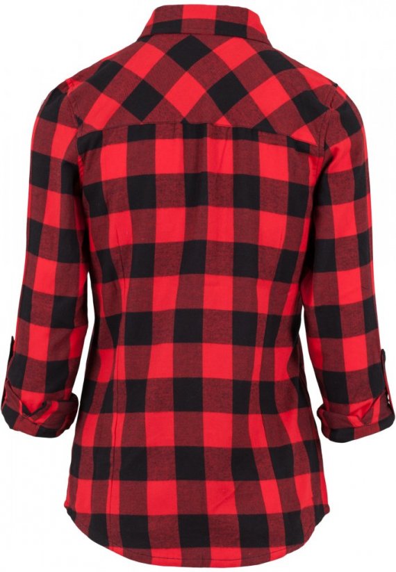Ladies Turnup Checked Flanell Shirt - blk/red