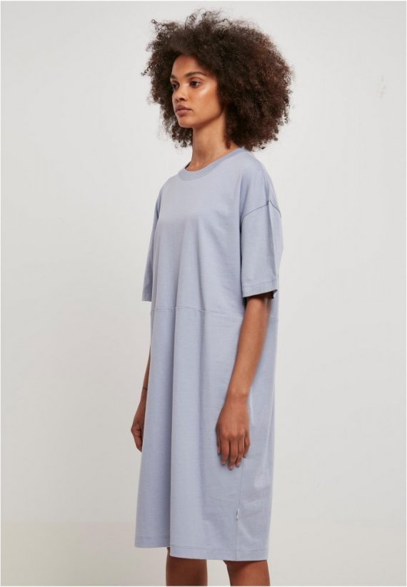 Ladies Organic Oversized Slit Tee Dress - violablue