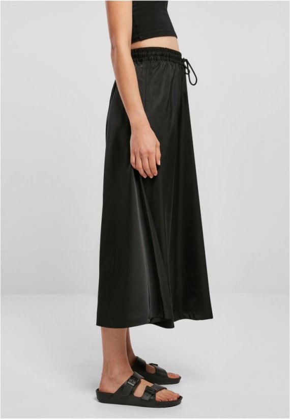 Sukně Urban Classics Ladies Satin Midi Skirt - black - Velikost: M
