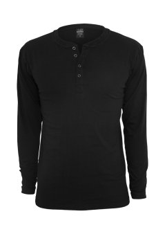 Basic Henley L/S Tee - black
