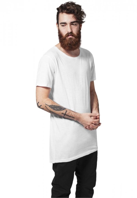 T-shirt Urban ClassicsLong Back Shaped Slub Tee - white