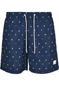 Pánske kúpacie šortky Urban Classics Pattern Swim Shorts - skullandyacht aop