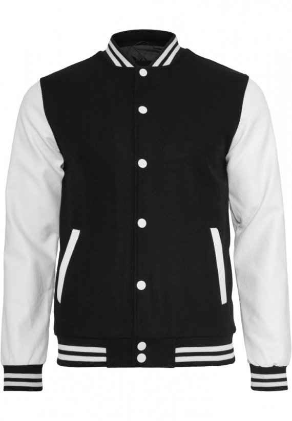 Pánska bunda Urban Classics Oldschool College Jacket - čierna, biela