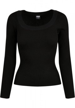 Ladies Wide Neckline Sweater - black