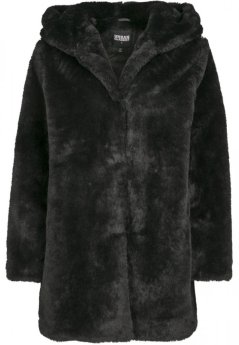 Dámský kabát Urban Classics Hooded Teddy - černý