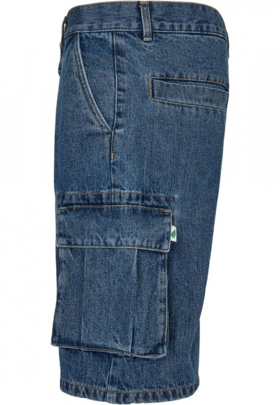 Pánske džínsové cargo kraťasy organická bavlna - modré