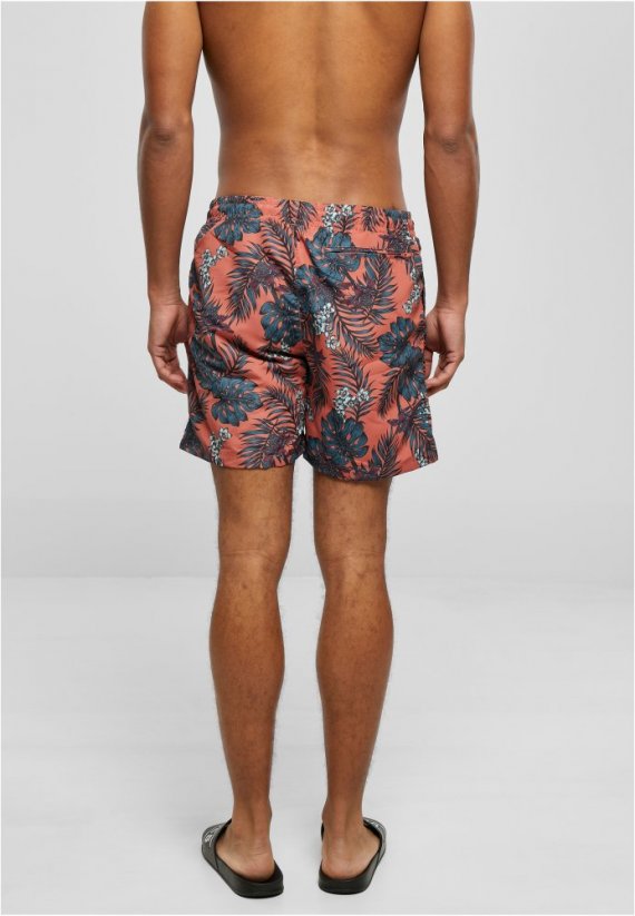 Pánske kúpacie šortky Urban Classics Pattern Swim Shorts - dark tropical aop