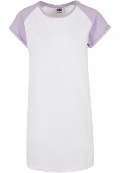 Ladies Contrast Raglan Tee Dress - white/lilac