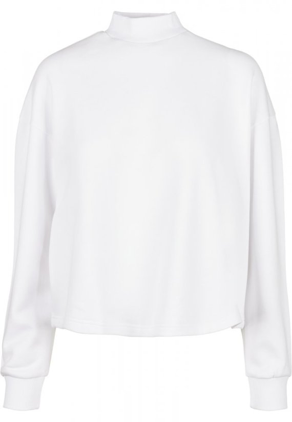 Ladies Oversized High Neck Crew - white