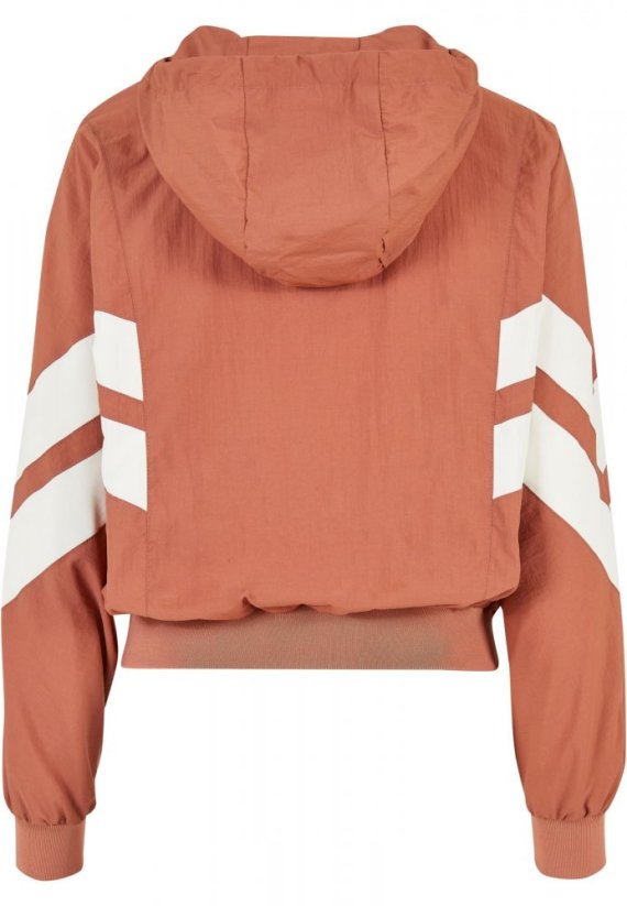 Ladies Crinkle Batwing Jacket - terracotta/whitesand