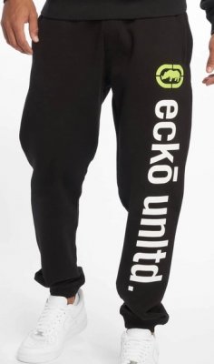 Męskie spodnie dresowe Ecko Unltd. 2Twarz z zielonym logo - czarna