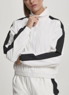 Bunda Urban Classics Ladies Short Striped Crinkle Track Jacket - white/black