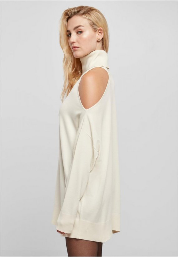 Ladies Cold Shoulder Turtelneck Sweater - whitesand