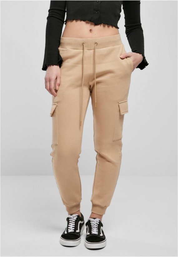 Damskie spodnie dresowe Urban Classics Cargo Sweat Pants - beż