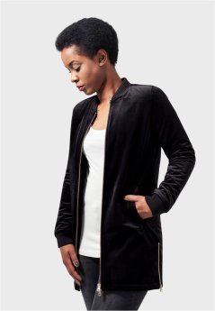 Ladies Long Velvet Jacket - black
