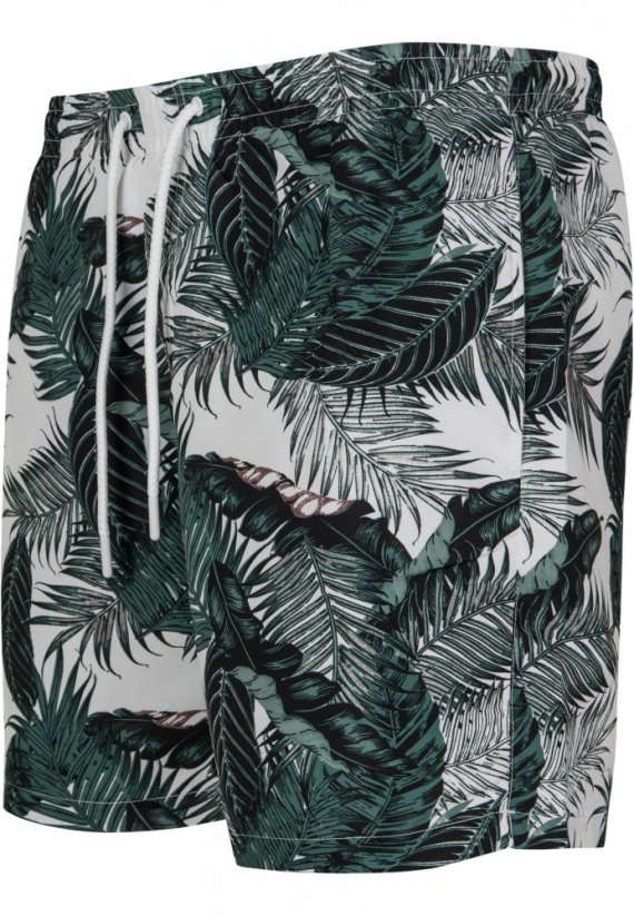 Pánske kúpacie šortky Urban Classics Pattern Swim Shorts - palm leaves