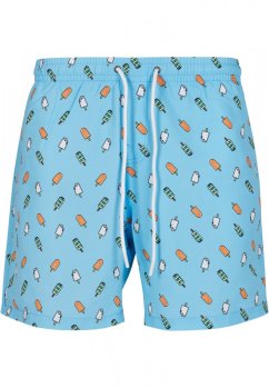 Pánske kúpacie šortky Urban Classics Pattern Swim Shorts - lightblue/ice