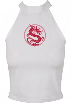 Ladies Dragon Turtleneck Short Top - white