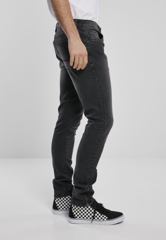 Jeansy Urban Classic Slim Fit Zip Jeans - real black washed