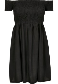 Ladies Smoked Off Shoulder Dress - black