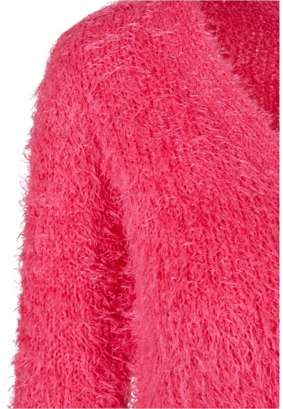 Ladies Cropped Feather Cardigan - hibiskus pink