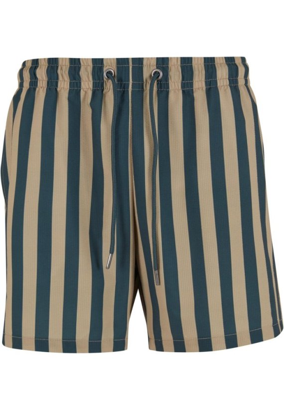 Striped Seersucker Swim Shorts black/offwhite XL - bottlegreen/unionbeige