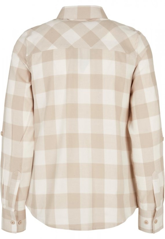Ladies Turnup Checked Flanell Shirt - whitesand/lighttaupe