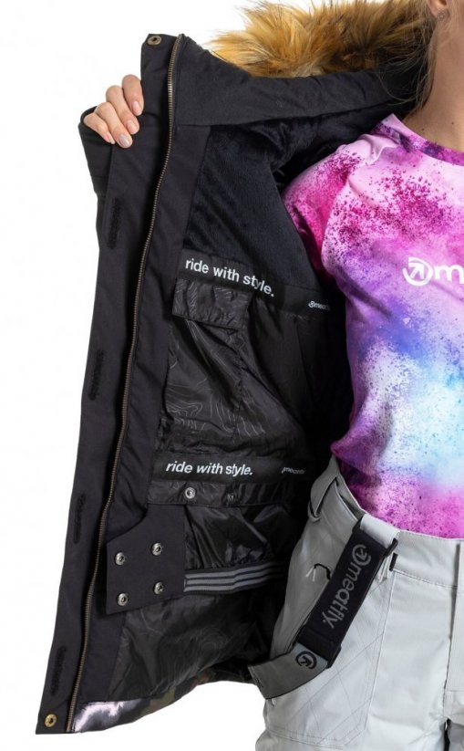 Zimní snowboardová dámská bunda Meatfly Athena Premium storm camo pink