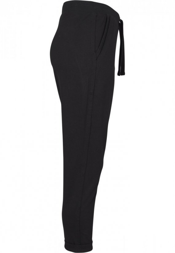 Damskie spodnie dresowe Urban Classics Ladies Open Edge Terry Turn Up Pants - czarne