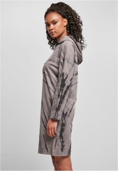 Ladies Oversized Tie Dye Hoody Dress - black/asphalt