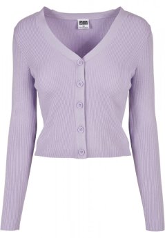 Ladies Short Rib Knit Cardigan - lilac