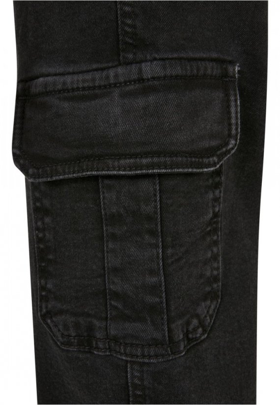 Ladies Organic Stretch Denim Cargo Pants - black washed