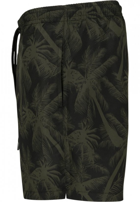 Pánske kúpacie šortky Urban Classics Pattern Swim Shorts - palm/olive