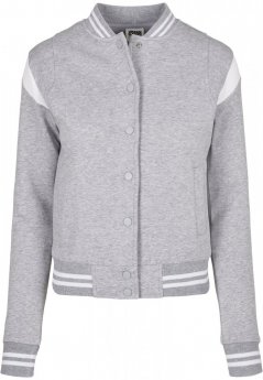 Ladies Organic Inset College Sweat Jacket - grey/white
