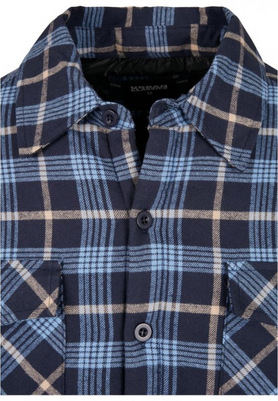 Plaid Quilted Shirt Jacket - lightblue/darkblue