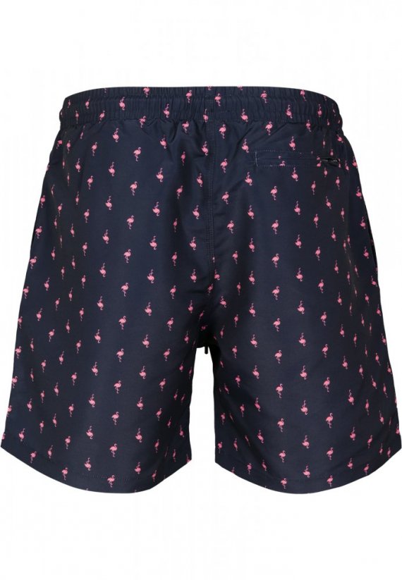 Pánské koupací šortky Urban Classics Pattern Swim Shorts - flamingo