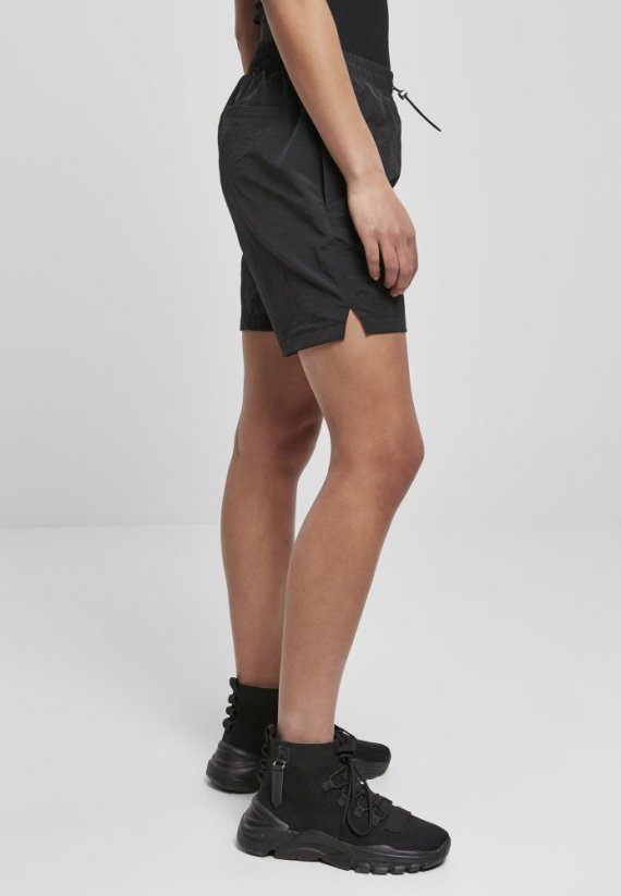 Ladies Crinkle Nylon Shorts - black