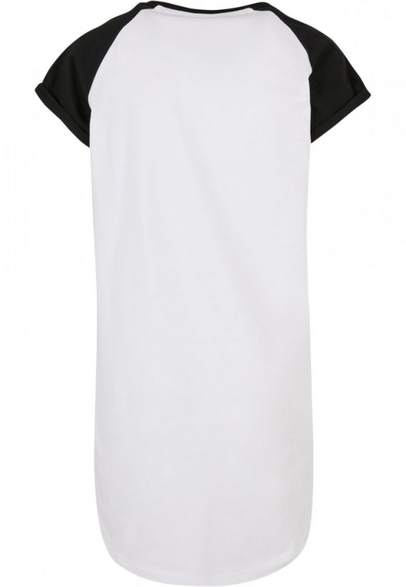 Ladies Contrast Raglan Tee Dress - white/black