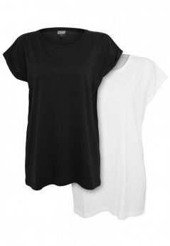 Ladies Extended Shoulder Tee 2-Pack - black/white