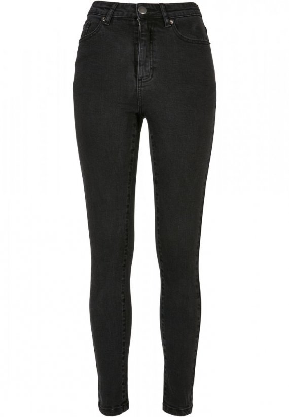 Ladies Organic High Waist Skinny Jeans - black washed