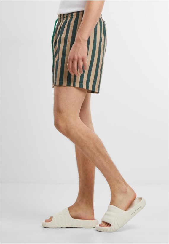 Striped Seersucker Swim Shorts black/offwhite XL - bottlegreen/unionbeige