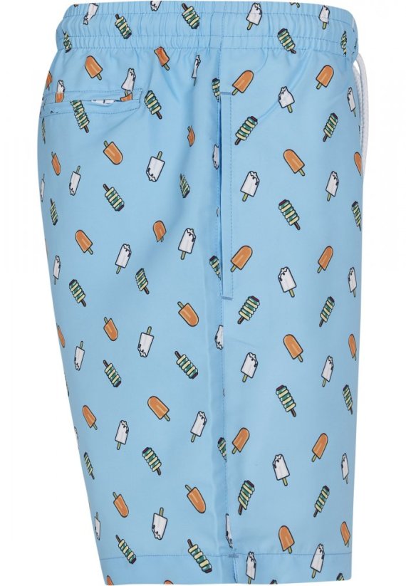 Pánske kúpacie šortky Urban Classics Pattern Swim Shorts - lightblue/ice