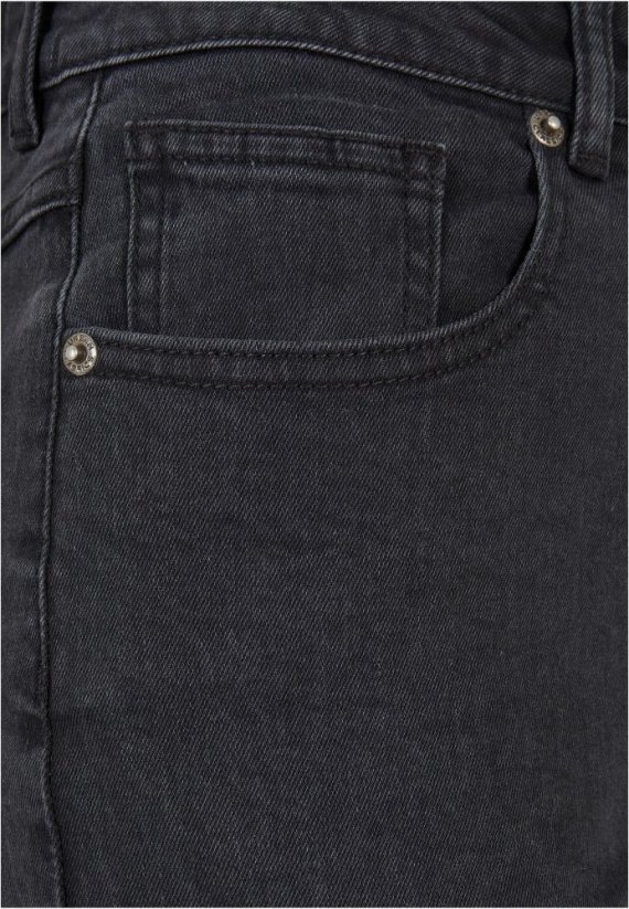 Damskie jeansy Urban Classics Highwaist Straight Slit - ciemne