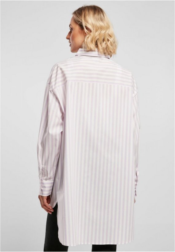 Ladies Oversized Stripe Shirt - white/lilac
