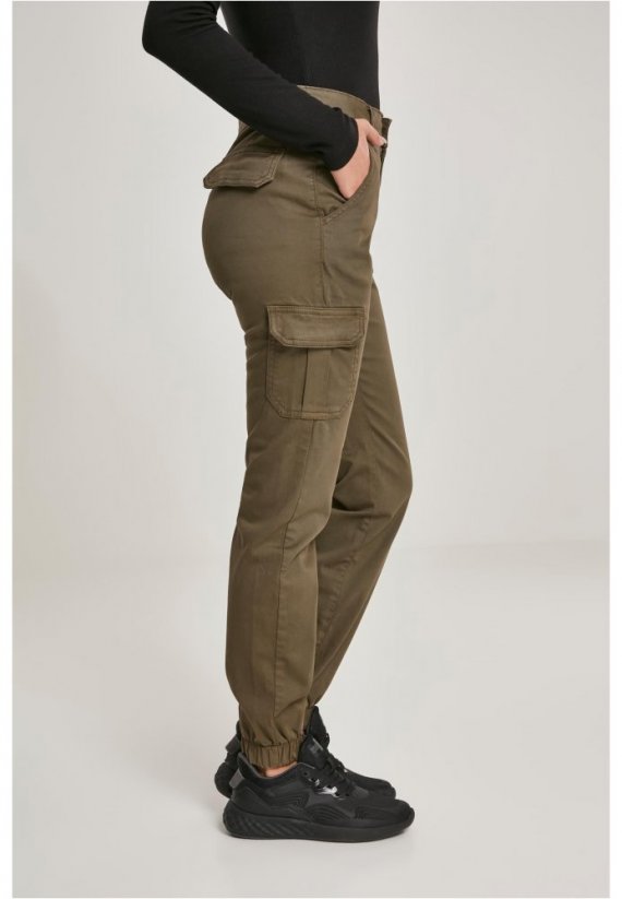 Ladies High Waist Cargo Pants - softtaupe