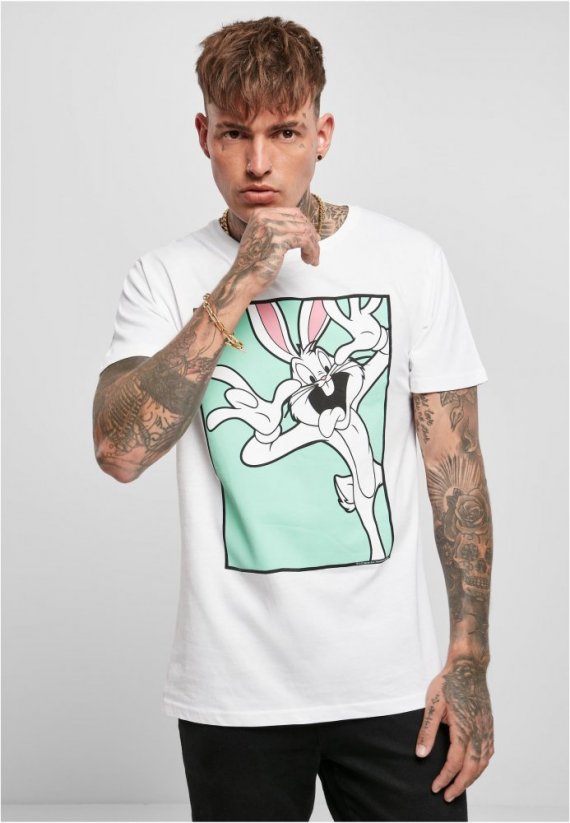 Bílé pánske tričko Merchcode Looney Tunes Bugs Bunny Funny Face Tee