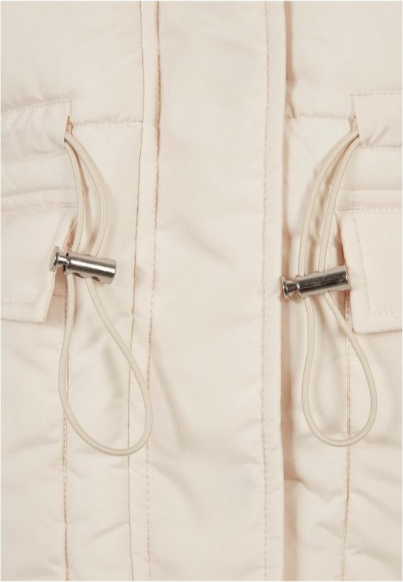 Ladies Waisted Puffer Jacket - whitesand