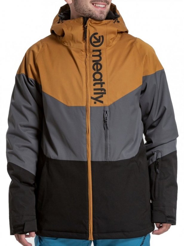 Męska kurtka snowboardowa Meatfly Hoax Premium - czarno/szara/brązowa