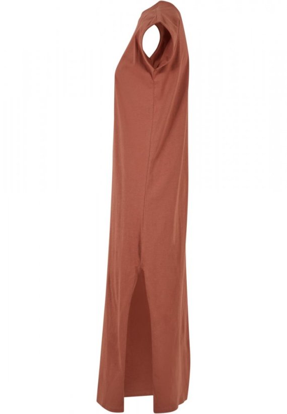 Ladies Long Extended Shoulder Dress - terracotta